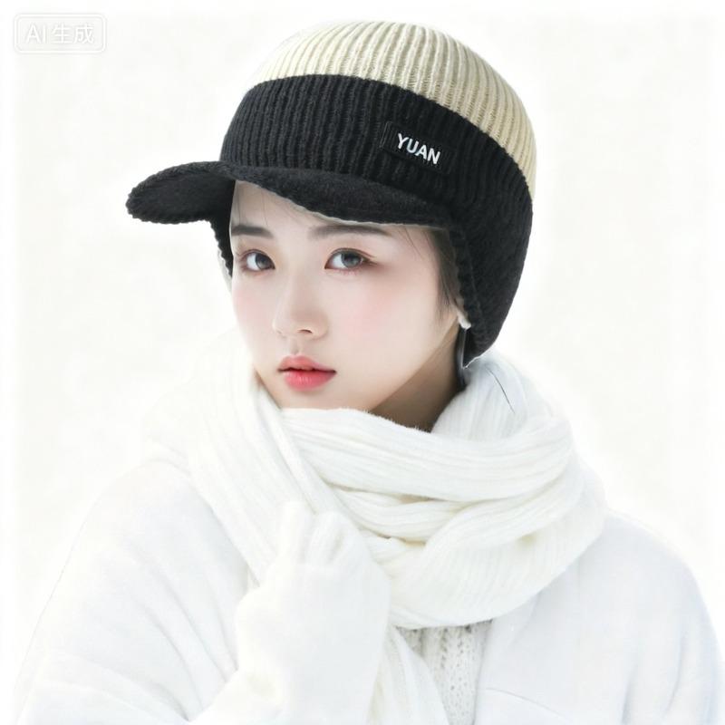 Windproof Winter Thermal Knitted Baseball Cap with Ear Protection for Men and Women OutdoorSports Running Hiking Beanie Warm Hat