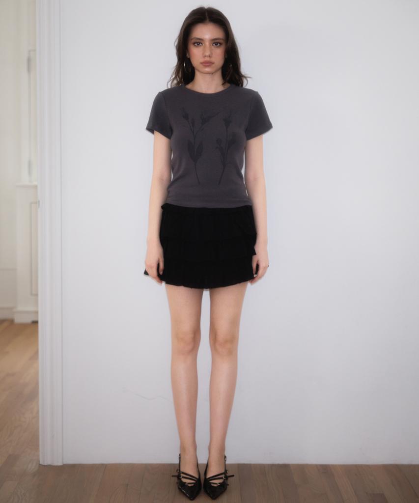ROSEFRANTZ Lovely Flare Cancan Mini Skirt [Black]