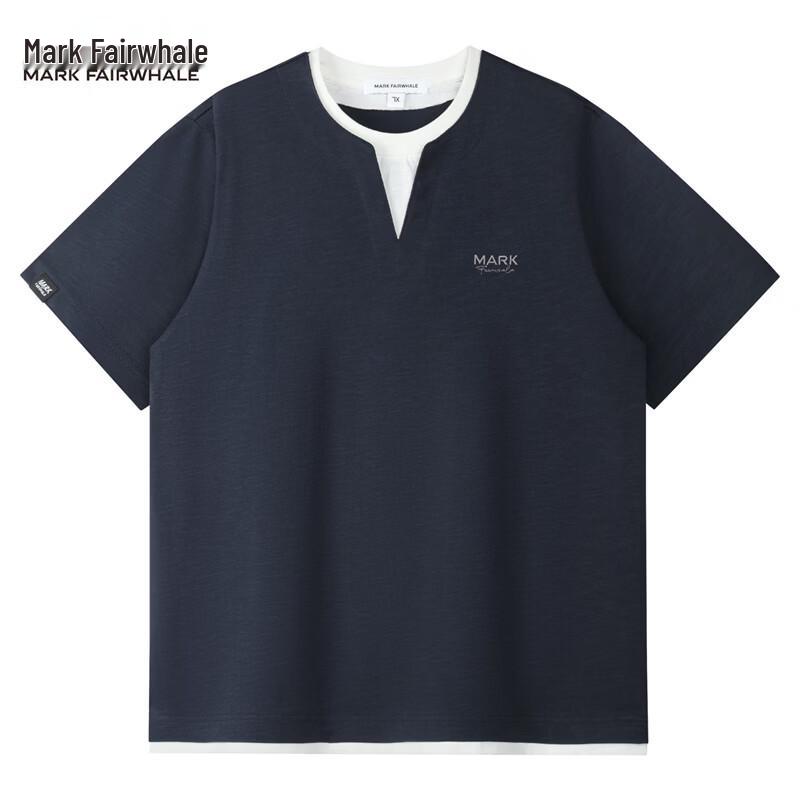 Mark Fairwhale Men's Faux Two-Piece V-Neck T-Shirt