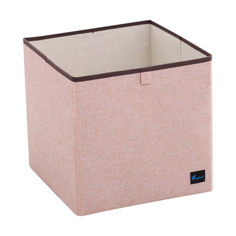 Safe Cotton and Linen Material 33*33*33 Cube Storage Bins Collapsible Food Storage Box 33*33*33CM/13*13*13 IN розовый