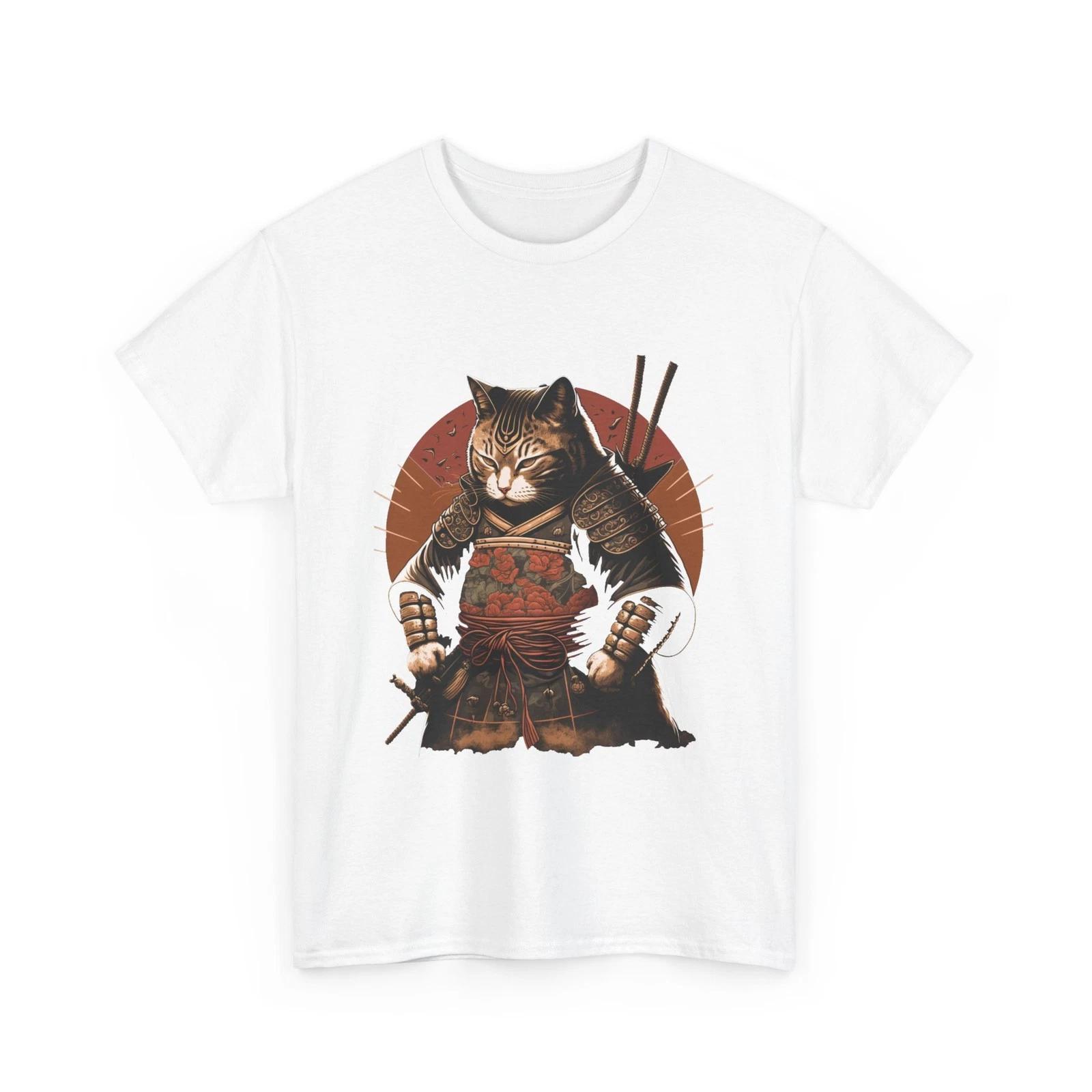 Samurai Cat Shirt, Japanese Culture Lovers Ninja Cat Funny Shirt 3XL