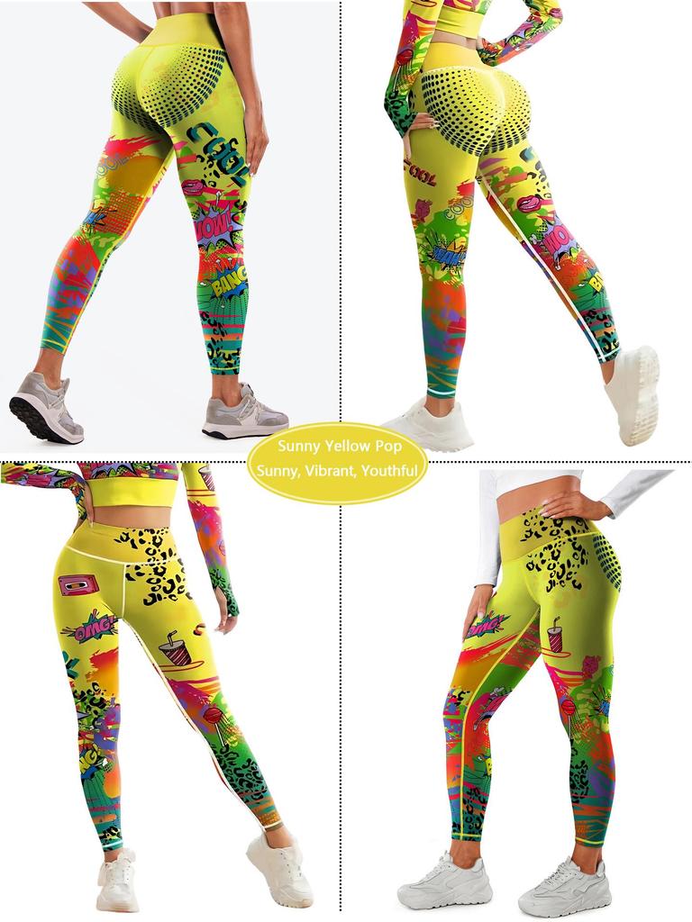 High-Waisted Women's Yoga Pants - Tummy Control, Printed Sportswear for Outdoor Fitness