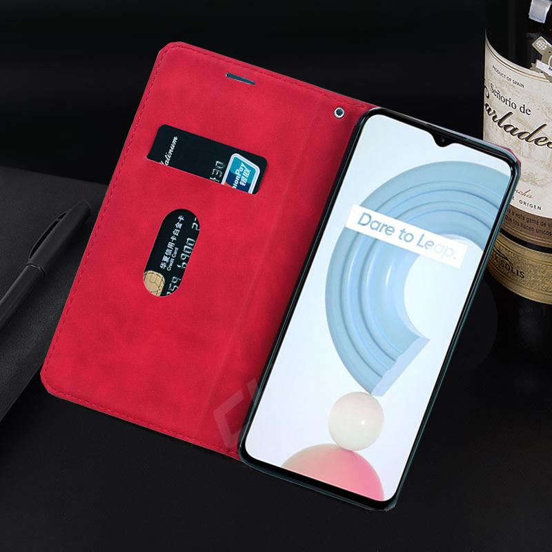 Matte Flip Leather Wallet Case For OPPO Realme C21Y C25Y C11 C31 C35 C21 C20 C15 9 9i 8 8i 7 7i 6 Pro A54 A74 A94 A93 A73 A52 A72 A92 Book Phone Cover
