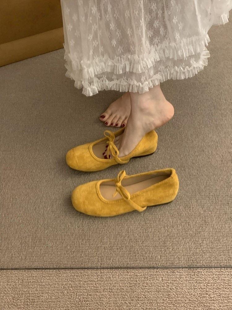 Retro Wildleder Innenhöhenerhöhung Mary Jane Einzelne Schuhe Damenschuhe 2025 Frühling und Sommer neue Ballerina Sanfte Abendschuhe