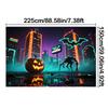 Sci-fi Style-Jack-o'-lantern,Bats,Ghost Design-Halloween Backdrop Banner for Photo Booth,Indoor/Outdoor,Event Party,Holiday