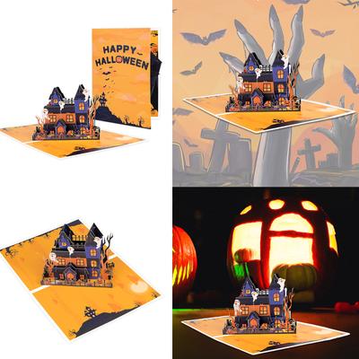 Gruseliges 3D-Spinnenschloss Halloween-Thema Grußkarte Tragbare Festival-Karte 3D-Spinnenschloss Karten-Ornament