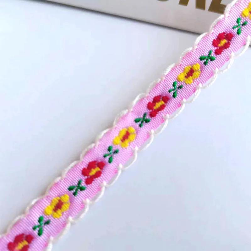 1cm Wide 22yard Ethnic Embroidery Lace Trim Countryside Style Ethnic Woven Ribbon Decoration Small Floral Clothing Accessory