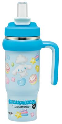 Skater Straw with Direct Sanrio Puffy Balloon Tumbler, 830ml, Insulated, Cold/Hot, Handle, 2-Way, Drinking, Cinnamoroll, Design, STSTB9-A