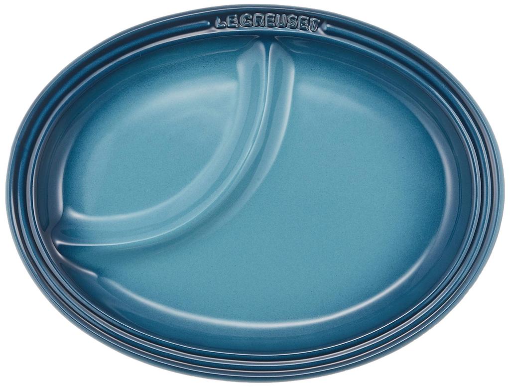 Le Creuset Multi-Oval Plate (Small), Marine Blue, Heat and Cold Resistant, Microwave and Oven Safe [Official Japanese Product]