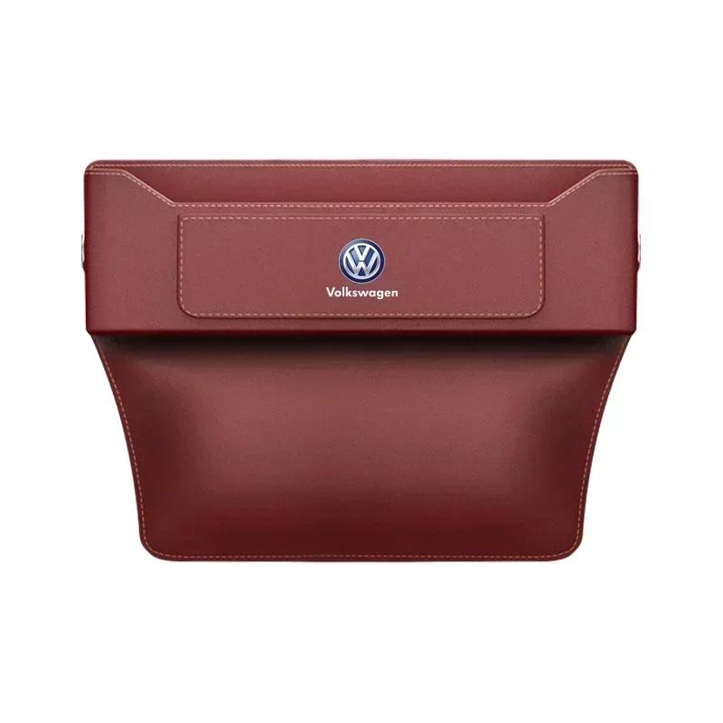 ear1 For VOLKSWAGEN VW Polo B6 2025 Hot For Volkswagen Car Seat Gap Organizer Leather Storage Box Auto Interior Accessories For VW Vo