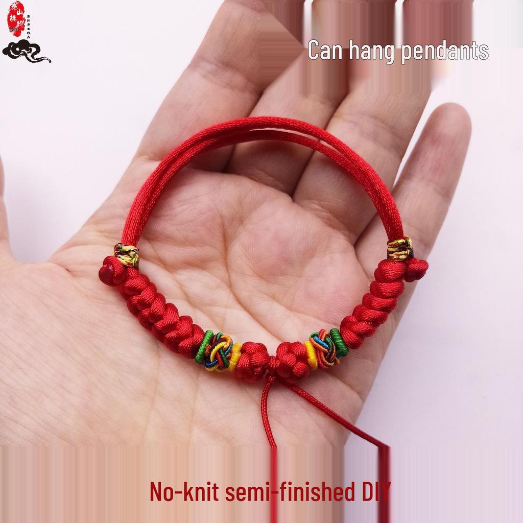 Unisex Baby Colorful Red Rope Anklet Bracelet with Gold, Silver & Jade Charms