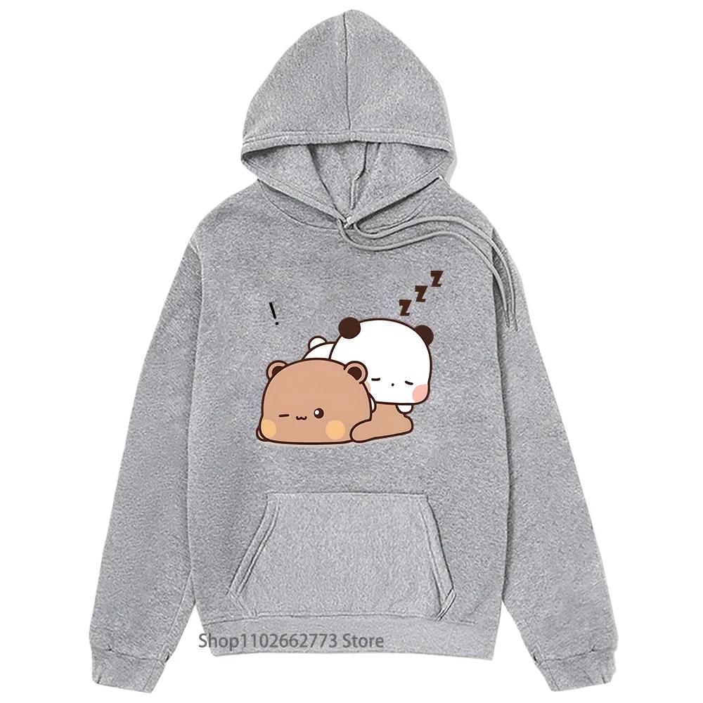 Kawaii Graphic Bubu Dudu Love Sleep Hoodies Bubu Dudu Sweatshirt Cartoon Panda Bear Women Casual Clothing Fleece Spring Tops