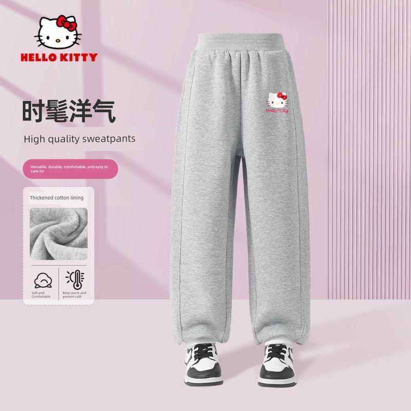Hello Kitty Children s Sweatpants Girls  Pants 2026 New Children s Clothing Solid Color Sweatpants Versatile Spring Wear Dili Knot K Gray 160