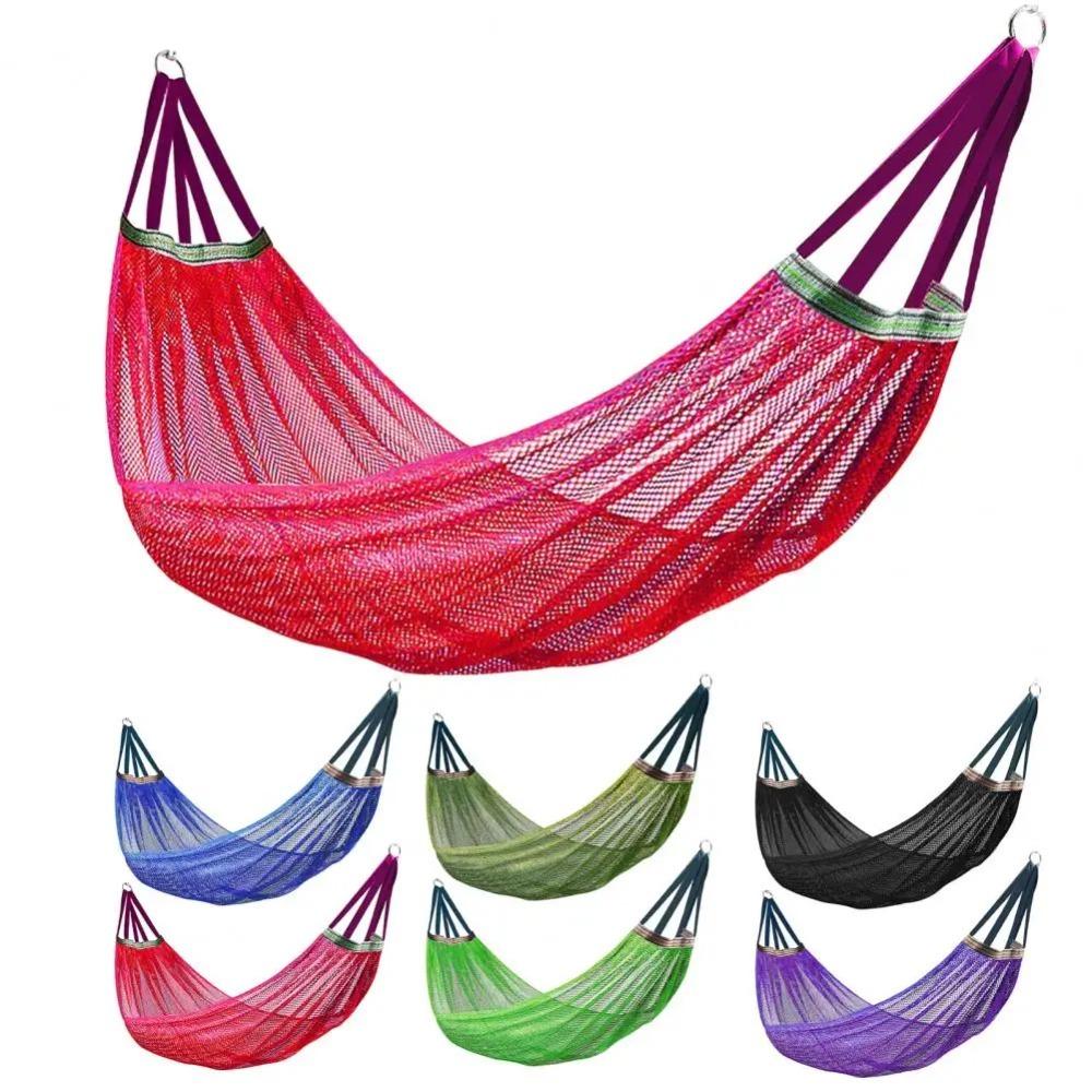 Portable Lightweight Ice Silk Mesh Hammock Swing Curved Anti Tip Bar Outdoor Camping Travel Garden Backyard Patio Beach Pool Use