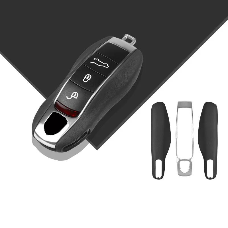 Luxus Echtleder für Porsche Boxster Cayman Panamera Cayenne Macan 718/911 Taycan Autoschlüssel Hülle Schutzhülle Schlüsselanhänger