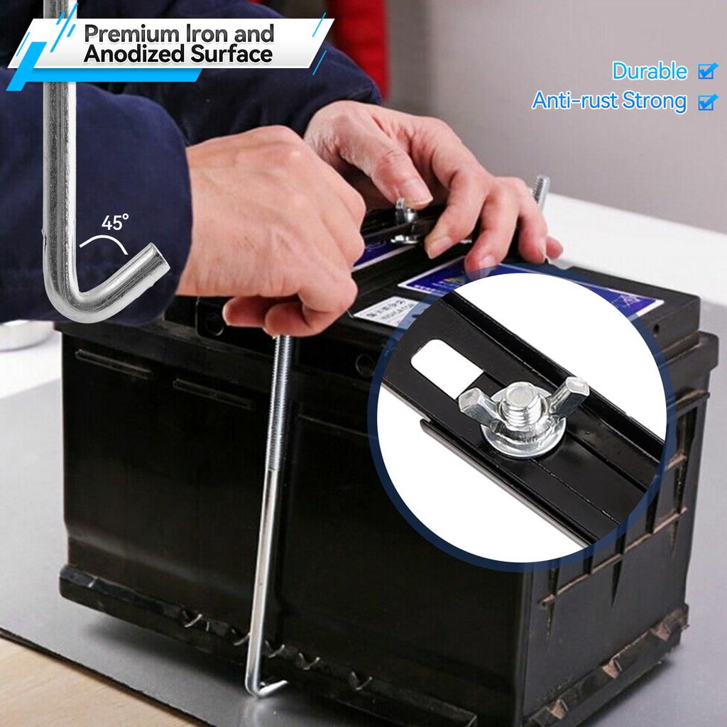 Verstellbare Auto Querträgerhalterung Korrosionsbeständigkeit Querträger Batteriehalter Verdickter Querträger Batterie Ablageregal für Auto SUV