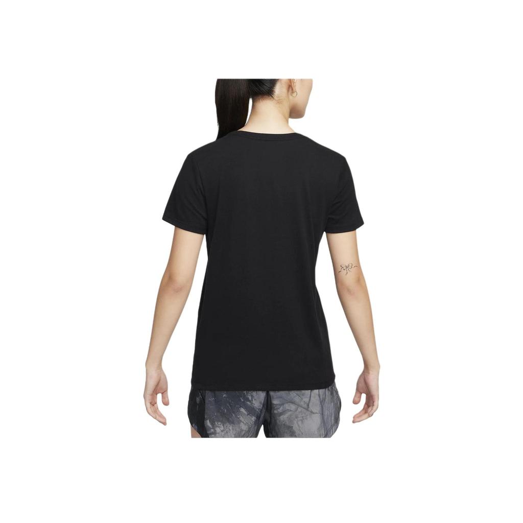 Nike Printed Pattern Round Neck Casual Short Sleeve T-Shirt Women Tops Black FQ4988-010
