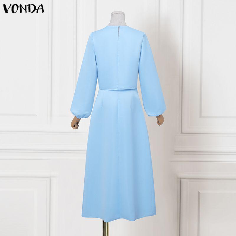 VONDA Elegant Women Outfits Long Sleeve Short Blouse and Skirts Casual Two Piece Suit Sets