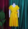 Large Size Women Summer Fashion Solid Bowknot Bandage Dress Ladies One Piece V Neck Nipped Waist Dress