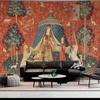 Medieval Lady and Unicorn Tapestry French Vintage Court Hunting Wall Hanging for Living Room Study Homestay Decor