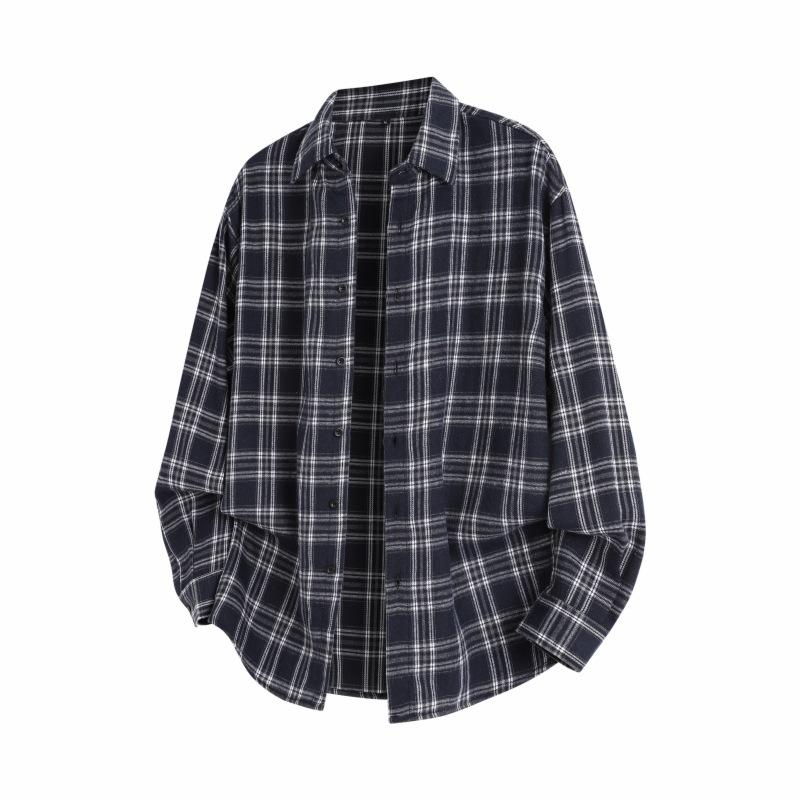 Autumn Men'S Plaid Long Sleeve Shirt Men'S Casual Loose Shirt Thin Jacket