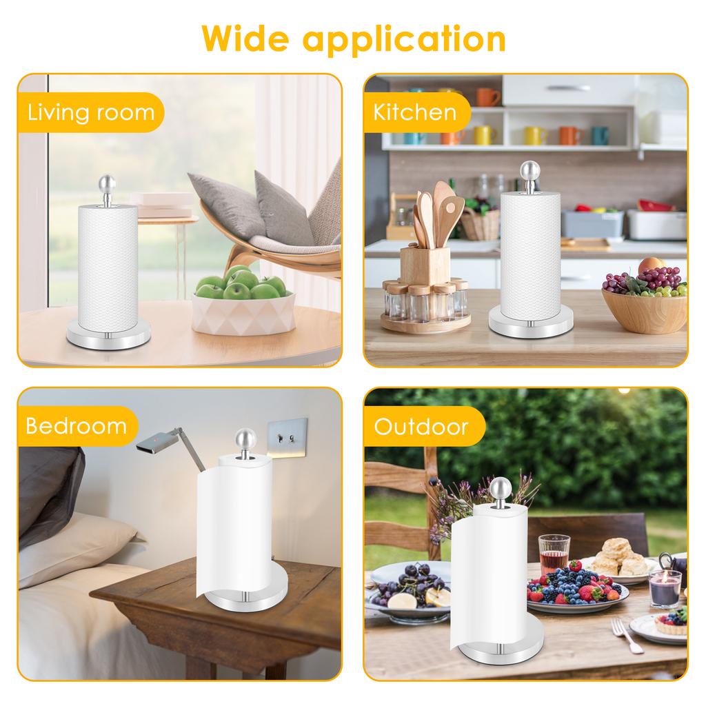 Stainless Steel Paper Towel Stand Nonslip Kitchen Roll Holder Freestanding Paper Roll Holder Stand Desktop Kitchen Paper Holder