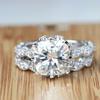 Style Round Antique White Sapphire Silver Plated Engagement Crown Set Ring