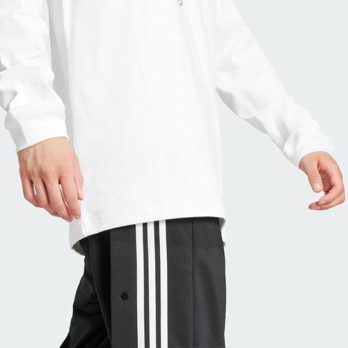 adidas Originals Letter Logo Embroidered Long-Sleeve Polo Shirt for Men, White
