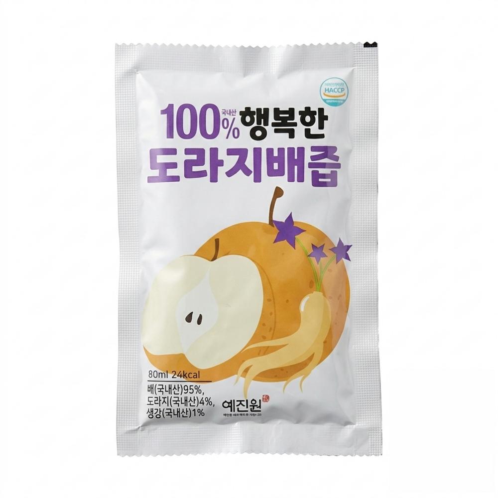HACCP Yejinwon, Balloon Flower and Pear Juice by Mr. Kim Jin-won from Muan, Jeonnam, 100 Packs (80ml)