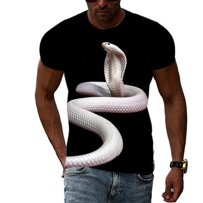 Letnie T-shirty męskie z okrągłym dekoltem i nadrukiem 3D wzorów węży w różnych kolorach