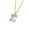 1 Piece Simple Square Zirconia Pendant Necklaces for Women Golden Stainless Steel Necklace Jewelry Party Accessories