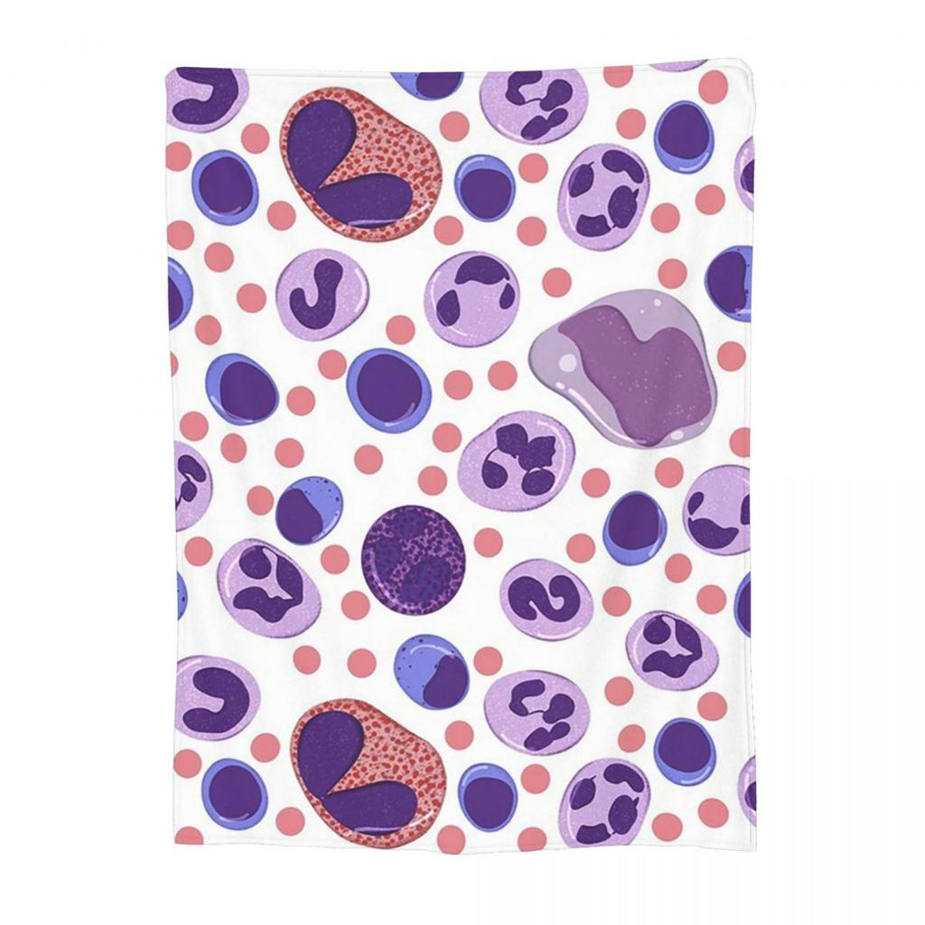 Large White Blood Cell Pattern Blanket Flannel Sofa Throw Blanket Super Soft for Home Bedroom Travel Throws Bedspread Quilt