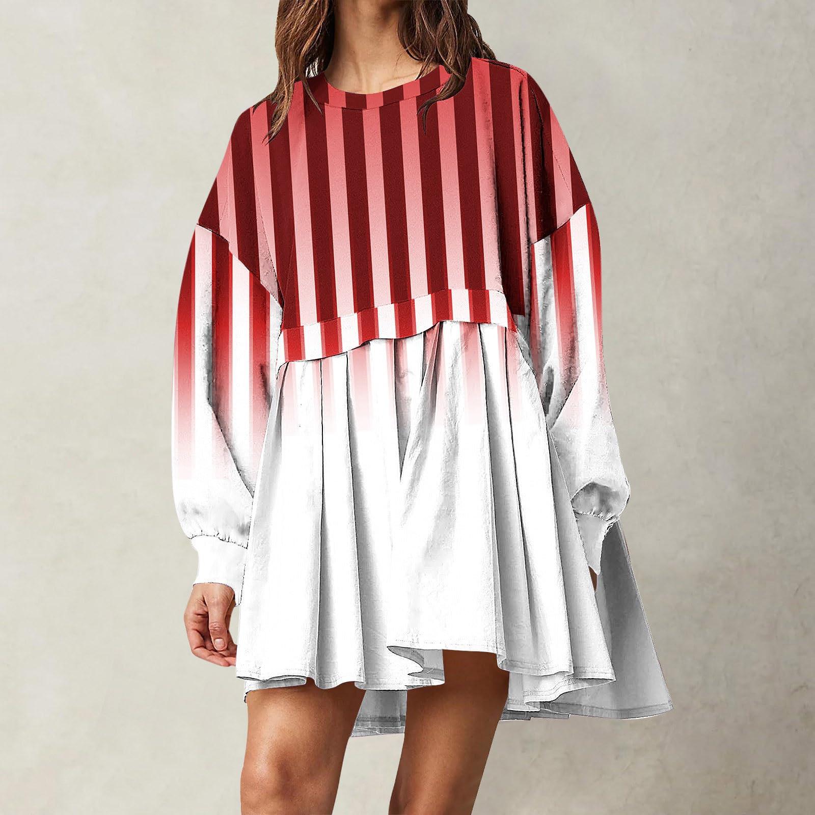 Женская мода повседневная круглая горловина длинный рукав пэчворк пуловер свитшот — фото 9