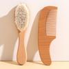 Baby Brush Comb Set with Natural Wood Handle and Soft Animal Suitable for Newborns and Gentle Scalp Perfect As a Baby Shower & Bristles. Up. Care.
