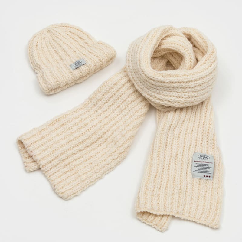 RECLOW HALFNA MUFFLER BEANIE SET IVORY