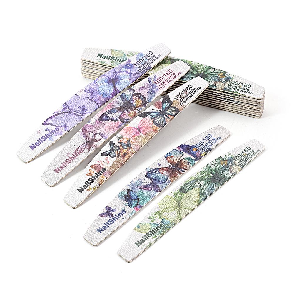 Crescent Butterfly Multi-color Ultra-thin Nail Sanding File - Double-sided Shaping Strip for Salon