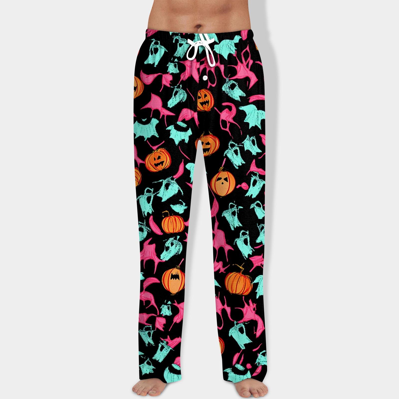 

Мужские брюки на кулиске с принтом на Хэллоуин, повседневные пижамные брюки XL чёрный
