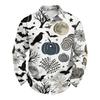 Men's Casual Long Sleeve Halloween Print Shirt Button Down Collar Relaxed Fit Lightweight Breathable Fabric Casual Sport Shirt