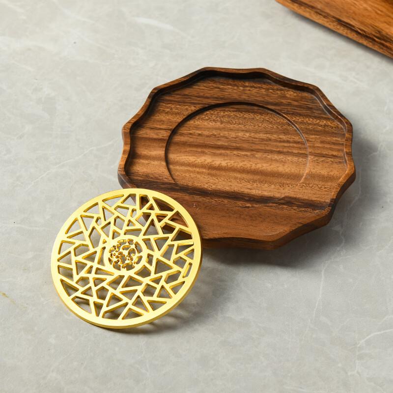 Premium Walnut Solid Wood Dry Bubble Tea Tray Round 16cm