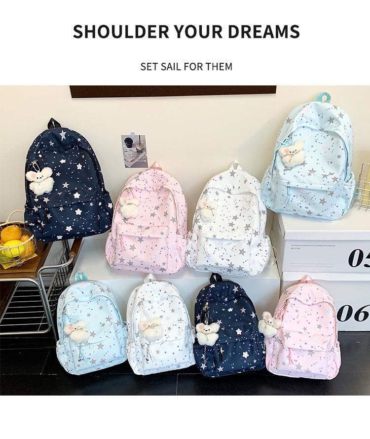 Women's Large Capacity Star Backpack - Lightweight, Cute, and Simple for Primary To High School Students