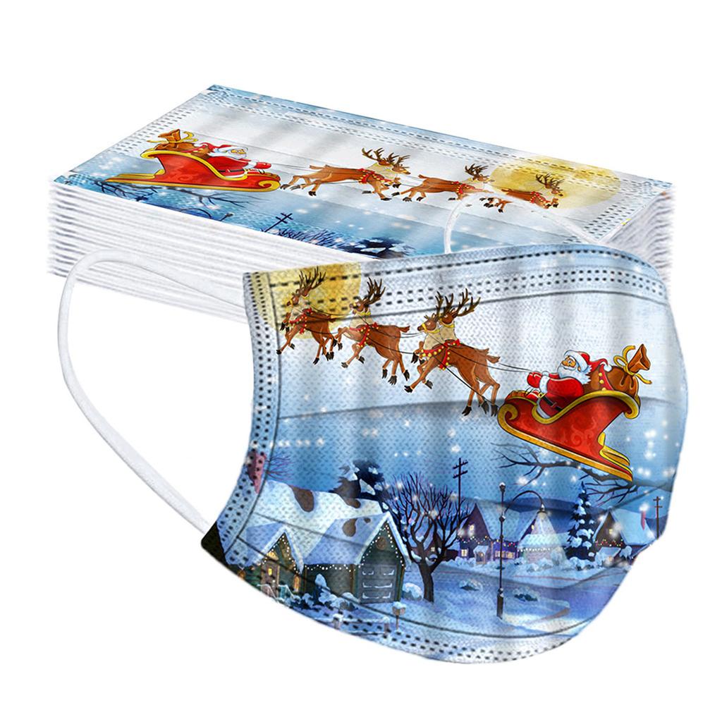 30PC Christmas Print for Face Mask Disposable Earloop Mask