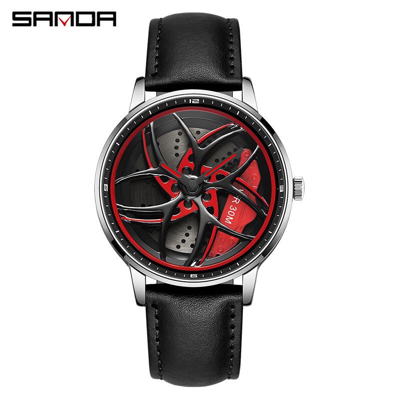 Sanda 360° Rotating Men s Quartz Watch - Cool Hollow Waterproof Design