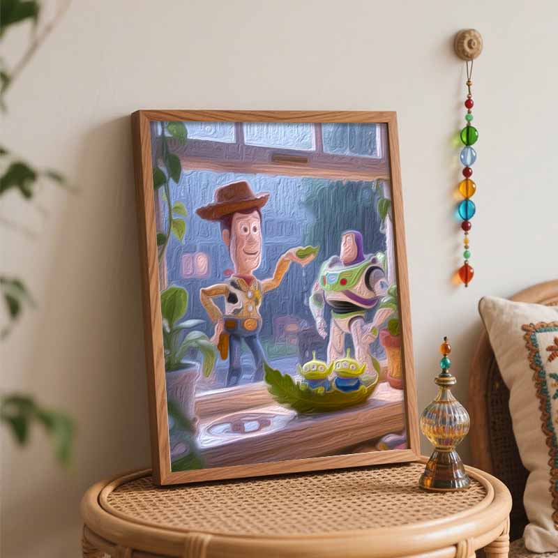 Disney Digital Oil Painting Art Kit Toy Story Cowboy Space Ranger Alien Handmade Coloring Painting Home Decor
