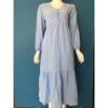 Damen Button Baumwolle Leinen Retro Lässig Langarm Kleid