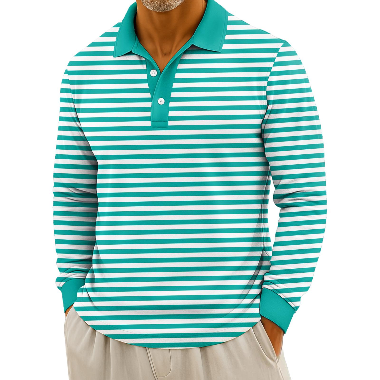 

Мужские повседневные топы с длинными рукавами на пуговицах с полосатым принтом XXXXL