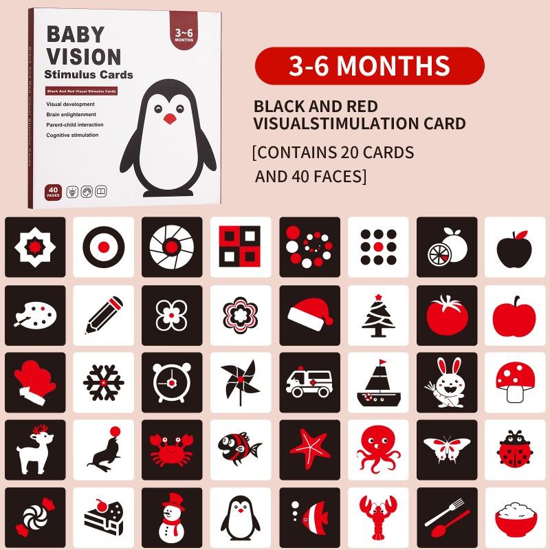 Newborn Infant Black White Visual Stimulation Flash Cards Early Educational Learning Toy