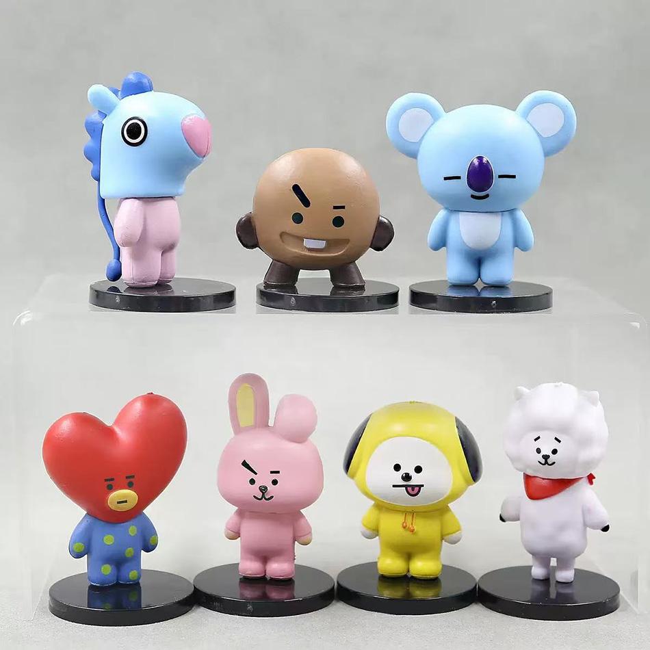 BT21 6cm 7pcs figure korea pop kpop mini figure bts Bt21 koya Model Creative Desktop Accessories Toy Children's Birthday Gift