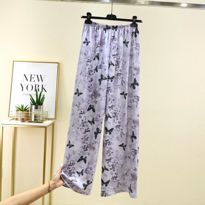 Pantaloni Casual in Cotone Sottile da Donna Estivi Larghi da Casa Lunghi a Gamba Larga
