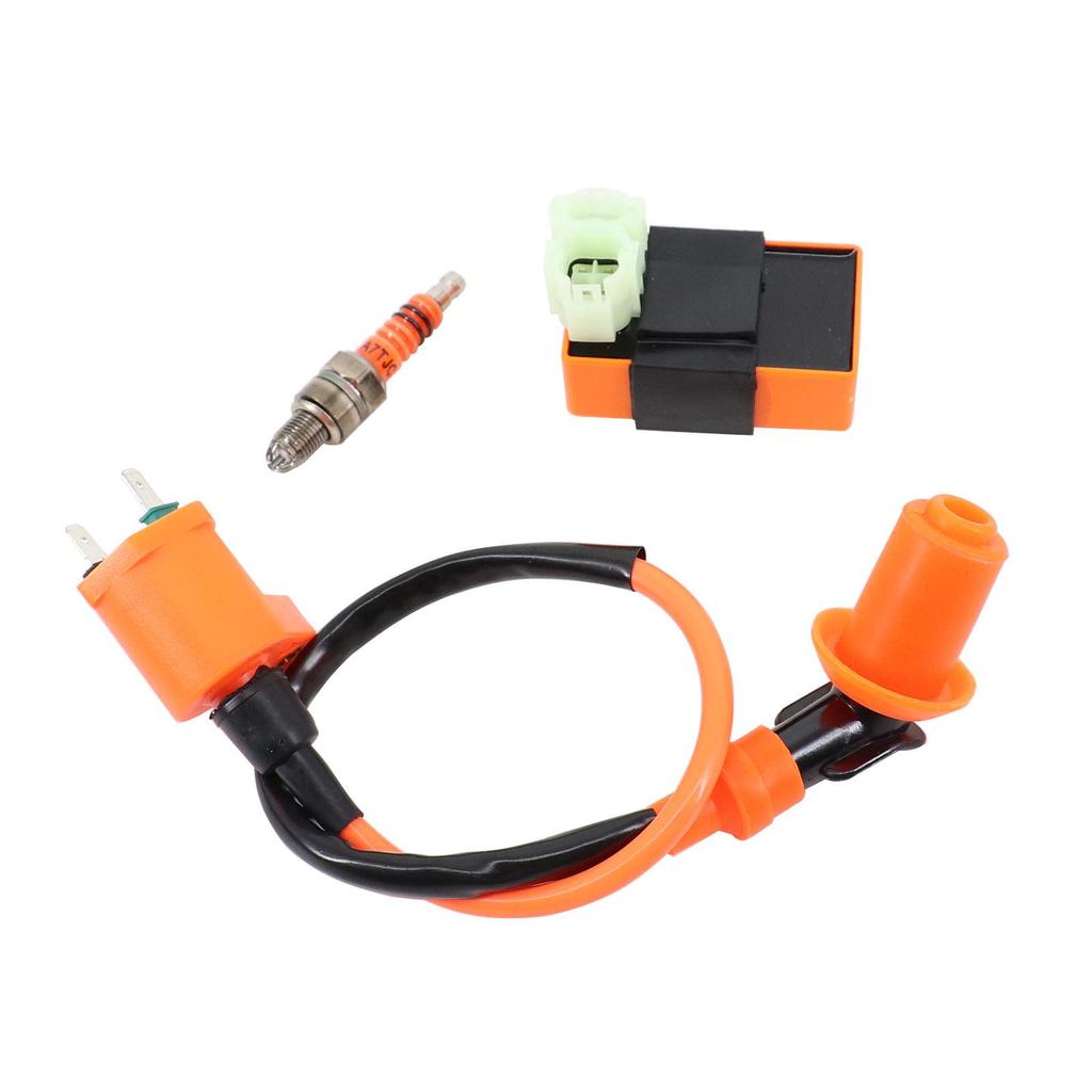4-Wheel Beach Buggy Scooter ATV CDI Igniter with High-Voltage Coil & A7TJC Spark Plug for GY6 50-150CC