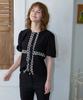 WIOE Lily Lace Contrast Blouse_Black